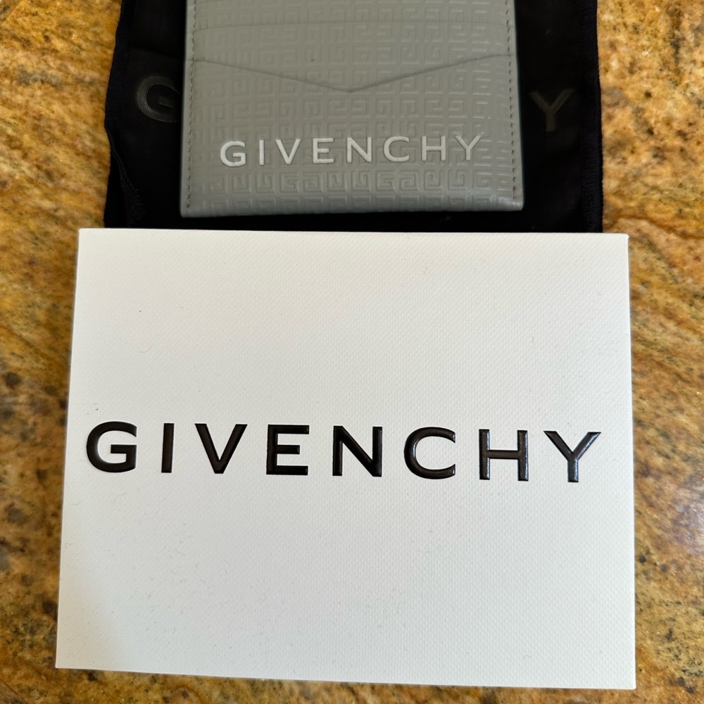 Givenchy Embossed Gray Card Holder